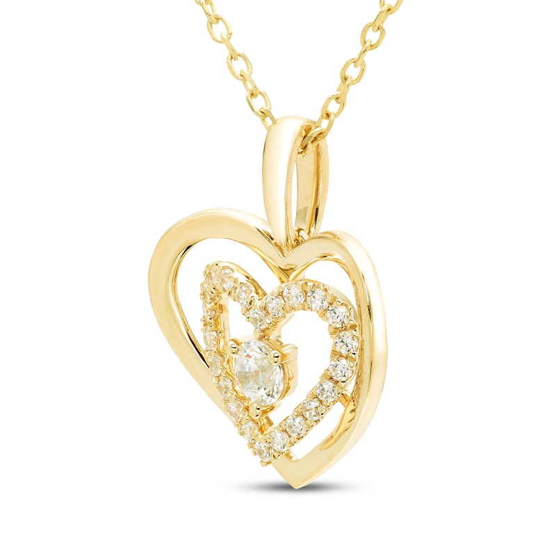 Believe in Love Diamond Double Heart Necklace 1/8 ct tw 10K Yellow Gold 18"