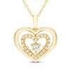 Thumbnail Image 1 of Diamond Double Heart Necklace 1/2 ct tw 10K Yellow Gold 18"