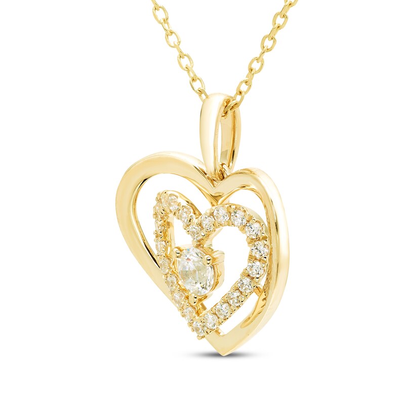 Main Image 2 of Diamond Double Heart Necklace 1/2 ct tw 10K Yellow Gold 18"
