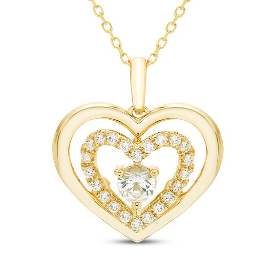 Diamond Double Heart Necklace 1 ct tw 10K Yellow Gold 18"