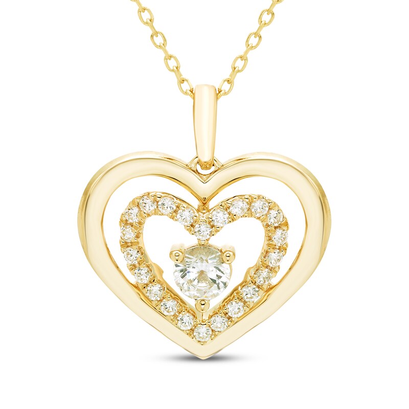 Main Image 1 of Diamond Double Heart Necklace 1 ct tw 10K Yellow Gold 18"