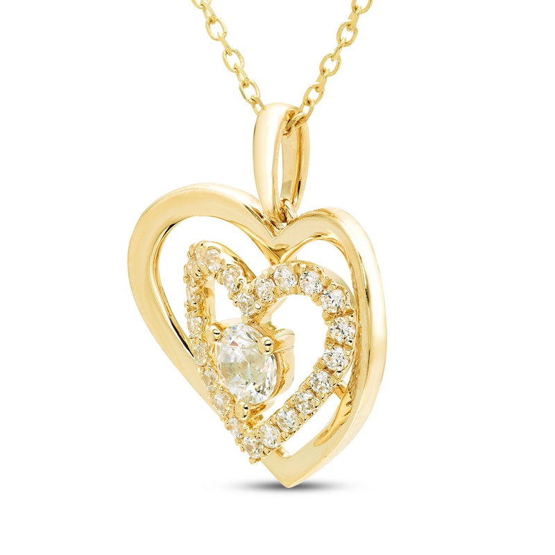Main Image 2 of Diamond Double Heart Necklace 1 ct tw 10K Yellow Gold 18"