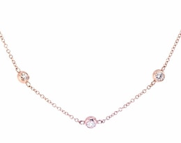 KAY Lab-Grown Diamonds Bezel-Set Station Necklace 1 ct tw 14K Rose Gold 19"