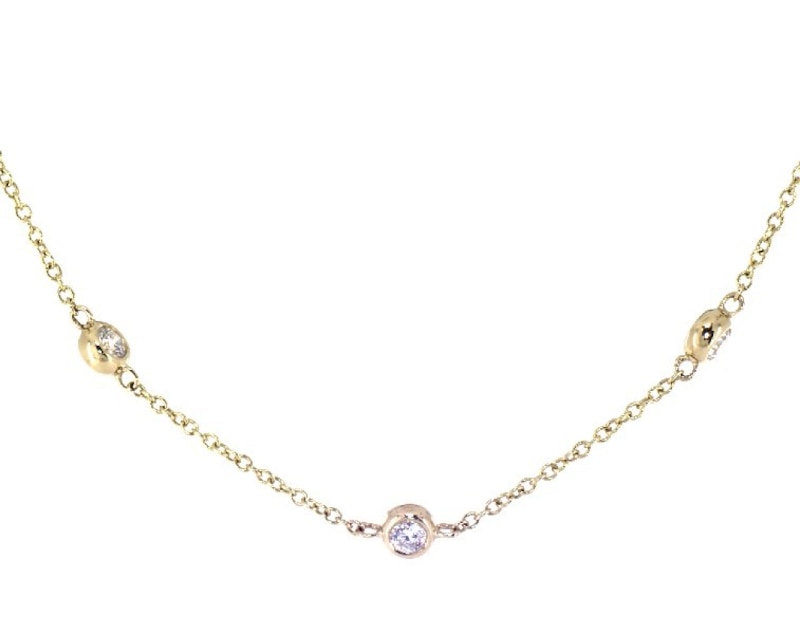 Main Image 1 of KAY Lab-Grown Diamonds Bezel-Set Station Necklace 1 ct tw 14K Yellow Gold 19"