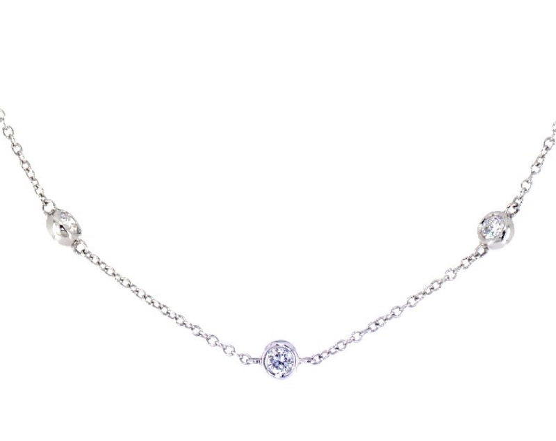 Main Image 1 of KAY Lab-Grown Diamonds Bezel-Set Station Necklace 1 ct tw 14K White Gold 19"