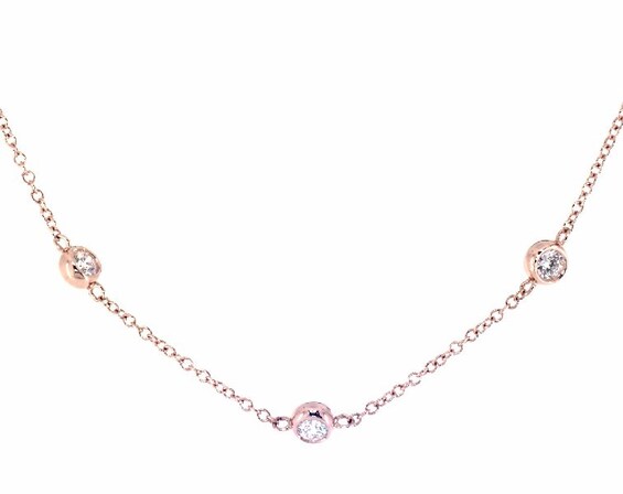 KAY Lab-Grown Diamonds Bezel-Set Station Necklace 1 ct tw 14K Rose Gold 19"