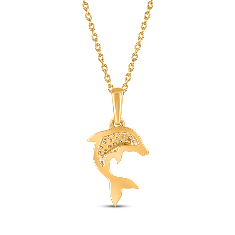 Main Image 3 of Diamond Dolphin Necklace 1/20 ct tw 10K Yellow Gold 18"