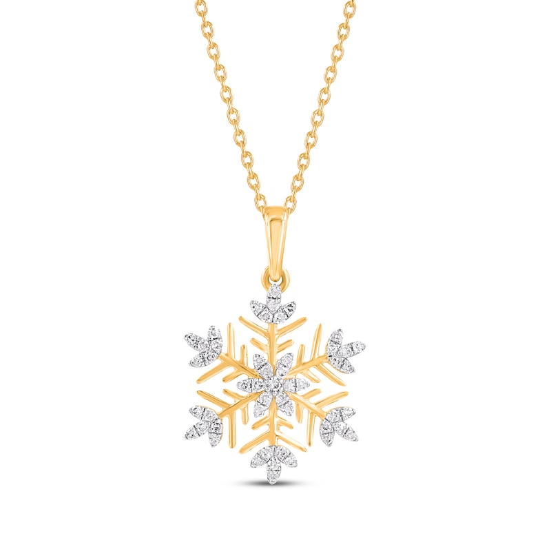 Main Image 1 of Diamond Snowflake Necklace 1/10 ct tw 10K Yellow Gold 18"