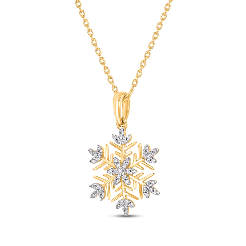Main Image 2 of Diamond Snowflake Necklace 1/10 ct tw 10K Yellow Gold 18"