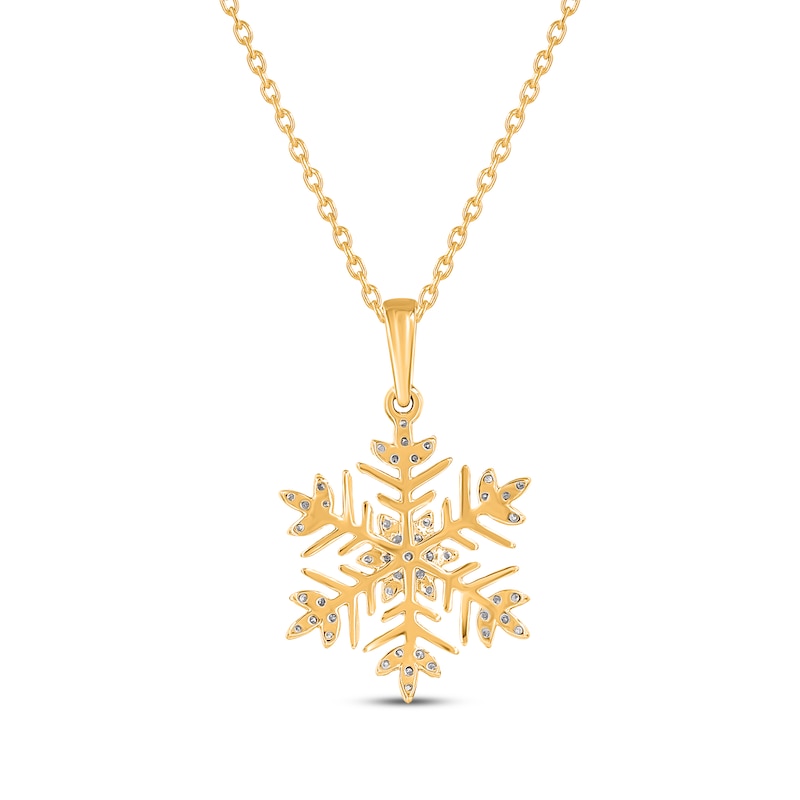 Main Image 3 of Diamond Snowflake Necklace 1/10 ct tw 10K Yellow Gold 18"