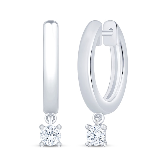 Unstoppable Love Diamond Dangle Hoop Earrings 1/4 ct tw 10K White Gold