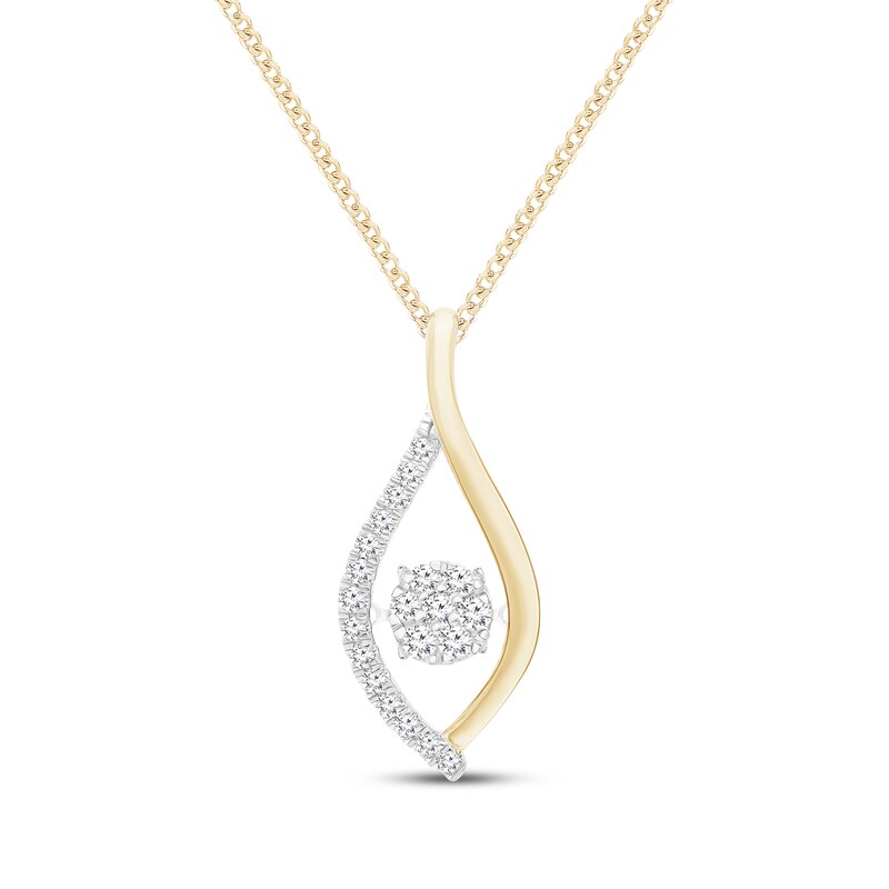 Main Image 1 of Unstoppable Love Multi-Diamond Necklace 1/5 ct tw 10K Yellow Gold 18"