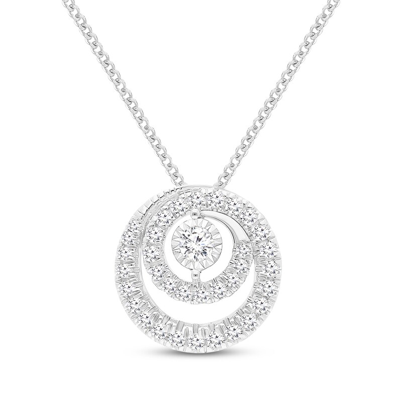 Main Image 1 of Unstoppable Love Diamond Spiral Necklace 1/3 ct tw 10K White Gold 19"