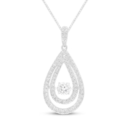 Unstoppable Love Diamond Double Teardrop Necklace 1/2 ct tw 10K White Gold 19"