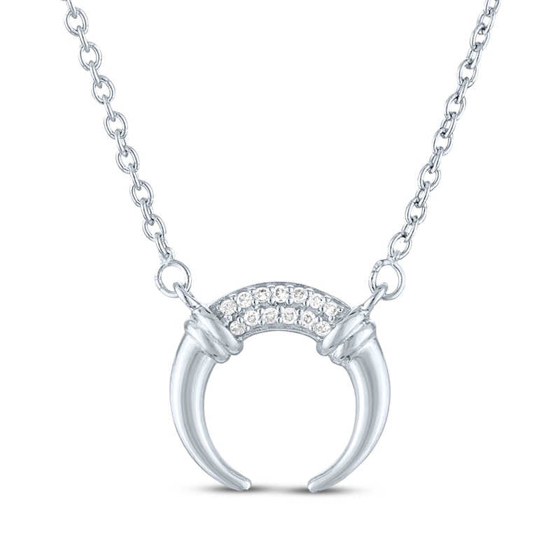 Main Image 2 of Diamond Accent Crescent Moon Necklace Sterling Silver 18"