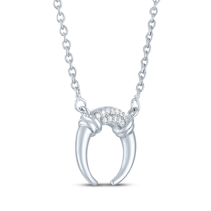 Main Image 3 of Diamond Accent Crescent Moon Necklace Sterling Silver 18"