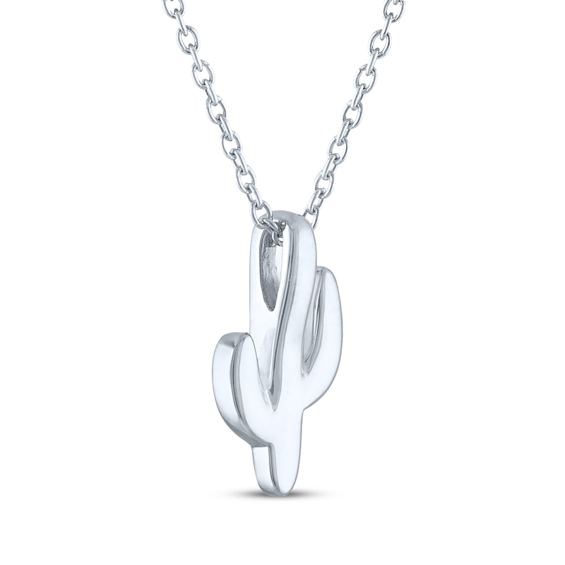Main Image 4 of Diamond Accent Cactus Necklace Sterling Silver 18"