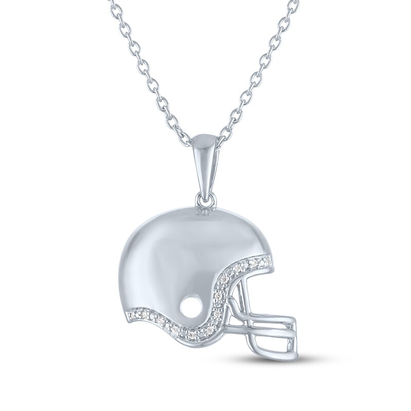 Main Image 2 of Diamond Accent Football Helmet Necklace Sterling Silver 18"