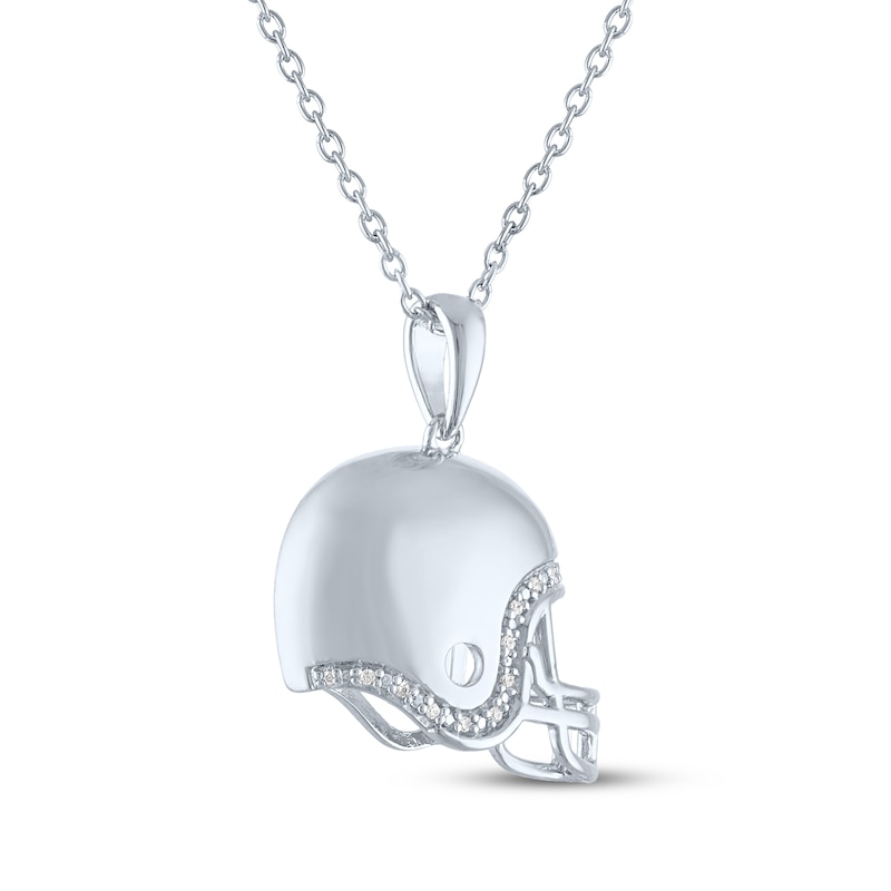 Main Image 3 of Diamond Accent Football Helmet Necklace Sterling Silver 18"