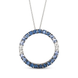 Le Vian Denim Ombré Sapphire Circle Necklace 14K Vanilla Gold 18&quot;