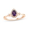 Thumbnail Image 1 of KAY Lab-Grown Diamonds Pear-Shaped Amethyst Halo Ring 1/8 ct tw 10K Rose Gold