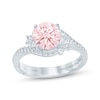 Thumbnail Image 1 of Monique Lhuillier Bliss Round-Cut Peach-Pink & White Lab-Grown Diamond Engagement Ring 1-1/2 ct tw 18K White Gold