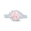Thumbnail Image 4 of Monique Lhuillier Bliss Round-Cut Peach-Pink & White Lab-Grown Diamond Engagement Ring 1-1/2 ct tw 18K White Gold