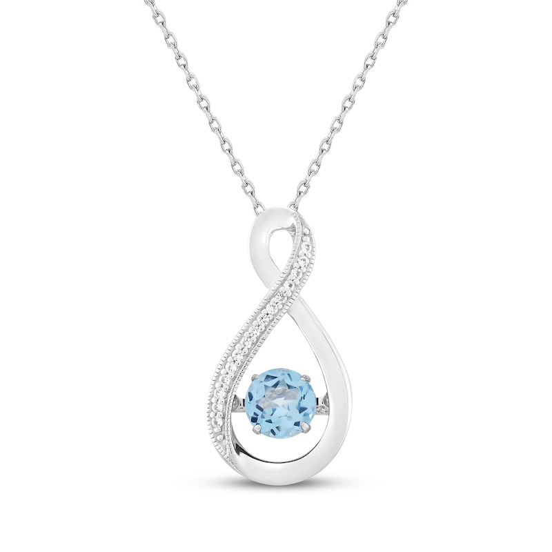 Main Image 1 of Swiss Blue Topaz & White Lab-Created Sapphire Infinity Necklace Sterling Silver 18"