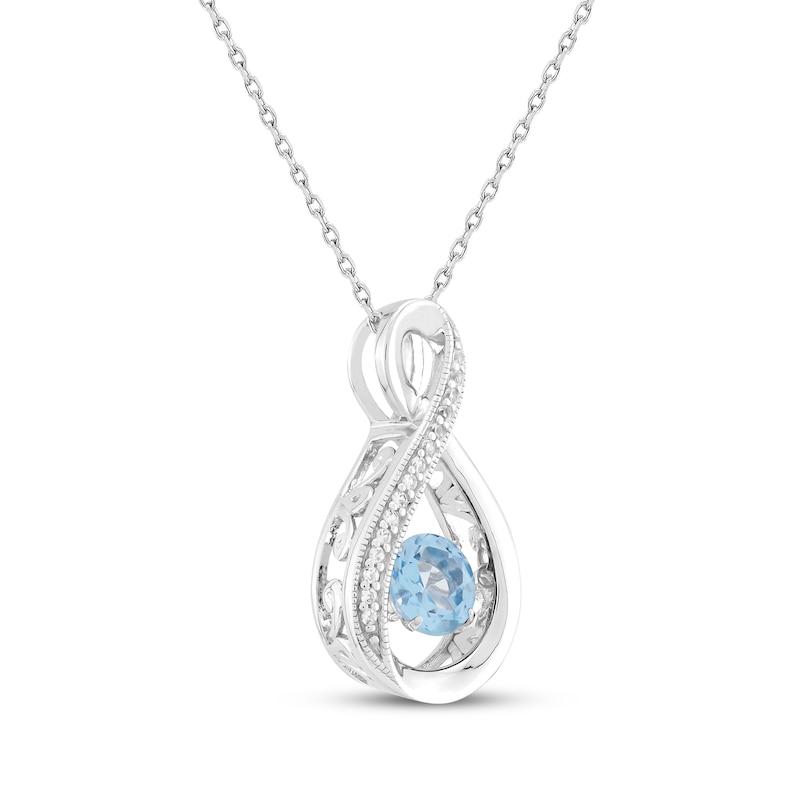 Main Image 2 of Swiss Blue Topaz & White Lab-Created Sapphire Infinity Necklace Sterling Silver 18"