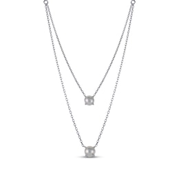 Cultured Pearl Double Strand Necklace Sterling Silver 18"