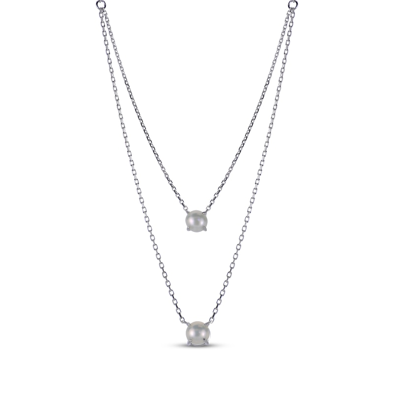 Main Image 1 of Cultured Pearl Double Strand Necklace Sterling Silver 18"