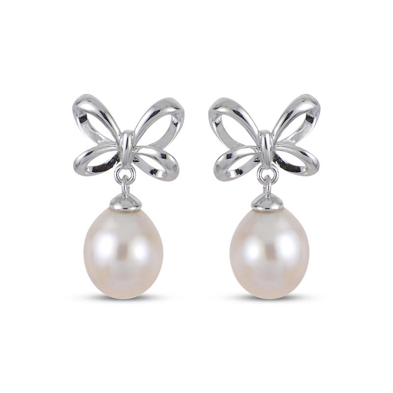 Main Image 2 of Cultured Pearl Bow Earrings Sterling Silver