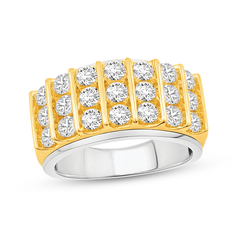 Main Image 1 of KAY Lab-Grown diamonds Men's Vertical Multi-Row Ring 2-1/2 ct tw 10K Two-Tone Gold