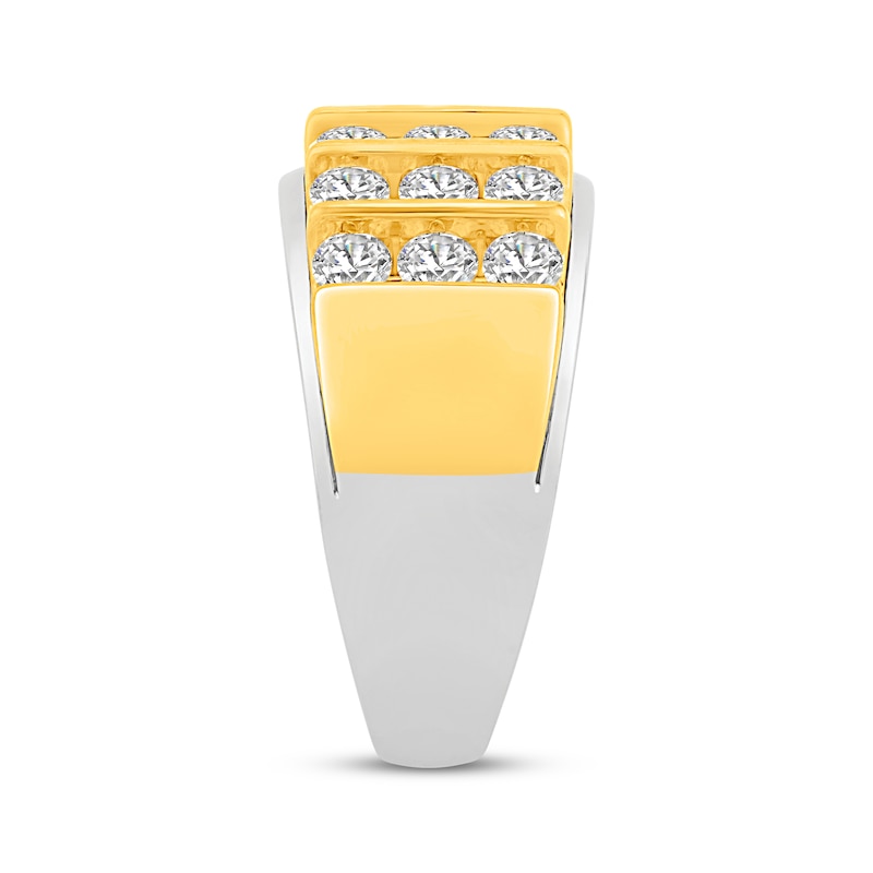 Main Image 2 of KAY Lab-Grown diamonds Men's Vertical Multi-Row Ring 2-1/2 ct tw 10K Two-Tone Gold