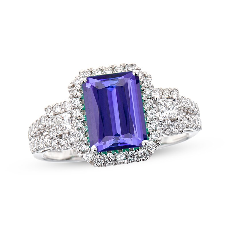 Main Image 1 of Cirari Couture Emerald-Cut Tanzanite & Diamond Ring 5/8 ct tw 18K White Gold