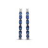 Thumbnail Image 2 of Oval-Cut Blue Lab-Created Sapphire Hoop Earrings Sterling Silver