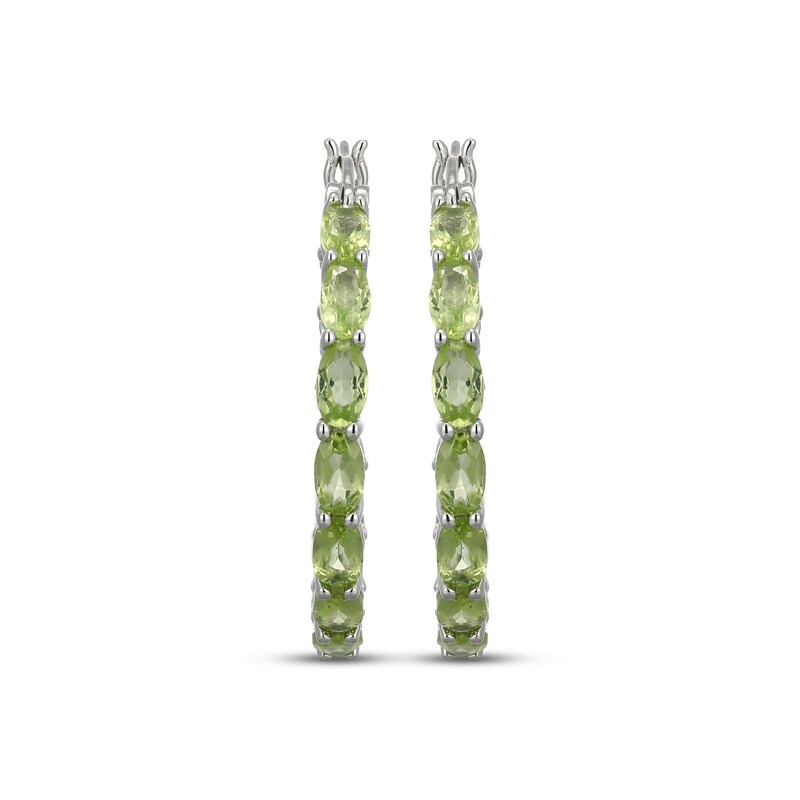 Main Image 2 of Oval-Cut Peridot Hoop Earrings Sterling Silver