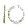 Thumbnail Image 3 of Oval-Cut Peridot Hoop Earrings Sterling Silver