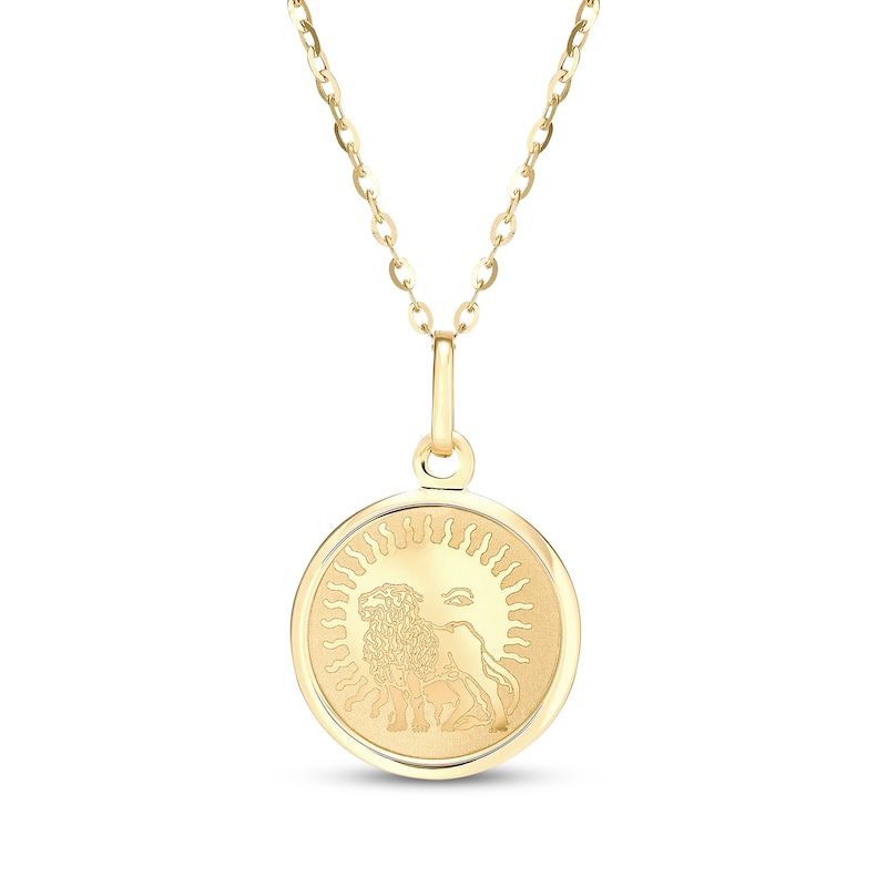 Main Image 1 of Zodiac Leo Medallion Necklace 14K Yellow Gold 18"