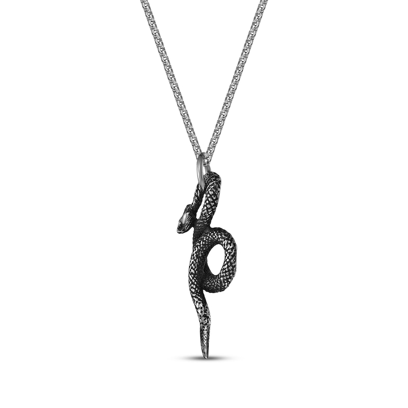 Main Image 2 of Men's Snake Necklace Stainless Steel & Black Ion Plating 24"