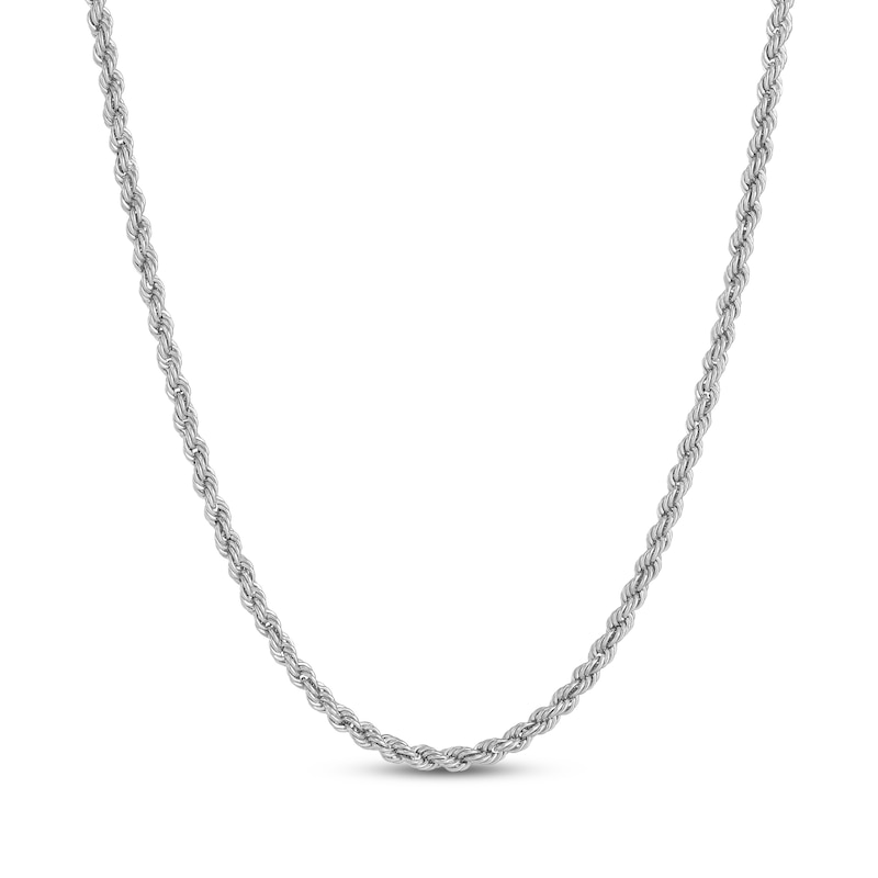 Main Image 1 of Glitter Rope Chain Necklace 1.95mm Hollow 14K White Gold 22"