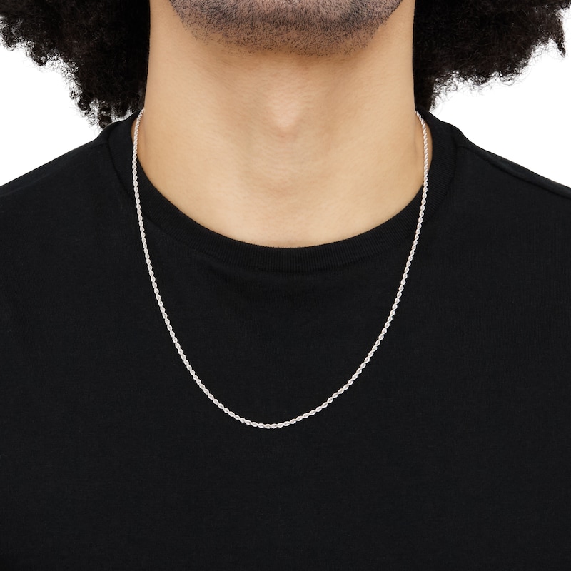 Main Image 5 of Glitter Rope Chain Necklace 1.95mm Hollow 14K White Gold 22"