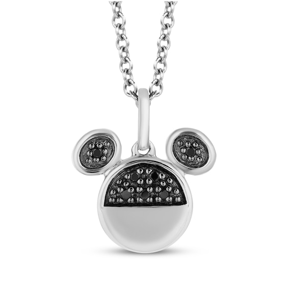 Disney Treasures Mickey Mouse Black Diamond Necklace 1/20 ct tw Sterling Silver 19"