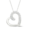 Thumbnail Image 1 of Diamond Tilted Scalloped-Edge Heart Necklace 1/5 ct tw Sterling Silver 18"