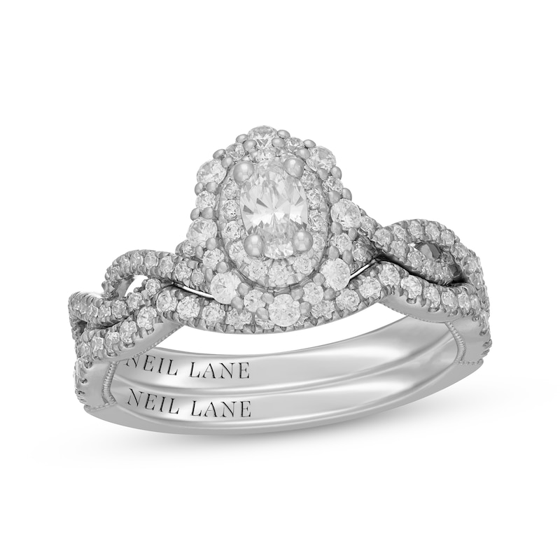 Main Image 1 of Neil Lane Oval-Cut Diamond Double Halo Bridal Set 7/8 ct tw 14K White Gold