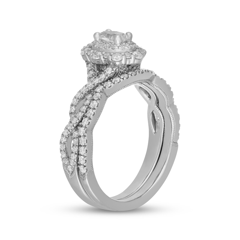 Main Image 2 of Neil Lane Oval-Cut Diamond Double Halo Bridal Set 7/8 ct tw 14K White Gold