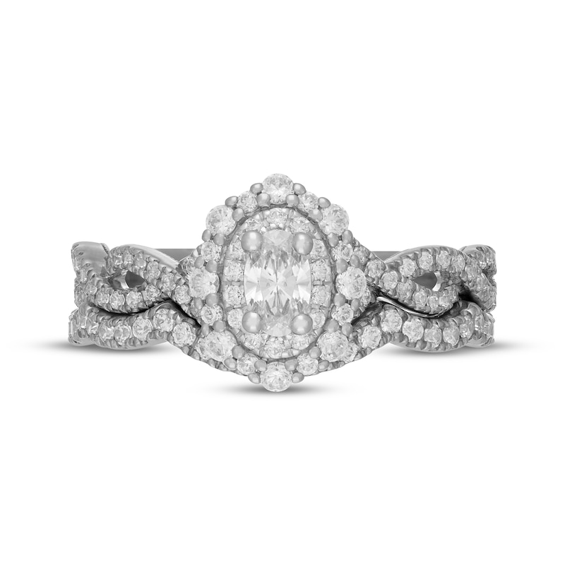 Main Image 3 of Neil Lane Oval-Cut Diamond Double Halo Bridal Set 7/8 ct tw 14K White Gold