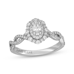 Neil Lane Oval-Cut Diamond Double Halo Engagement Ring 3/4 ct tw 14K White Gold