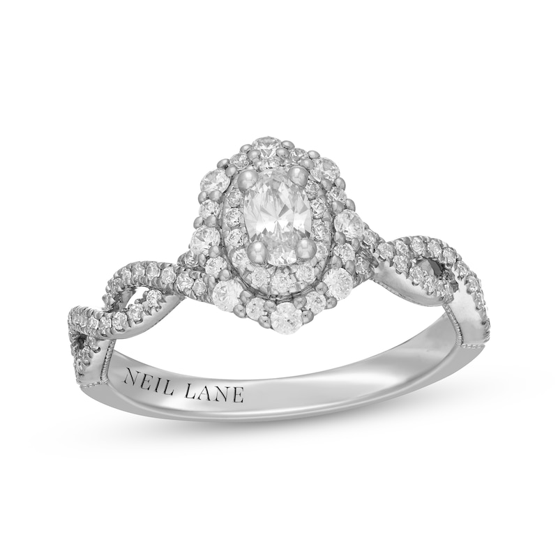 Main Image 1 of Neil Lane Oval-Cut Diamond Double Halo Engagement Ring 3/4 ct tw 14K White Gold