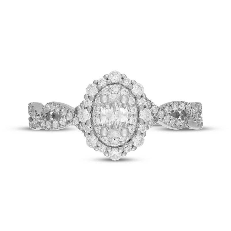 Main Image 3 of Neil Lane Oval-Cut Diamond Double Halo Engagement Ring 3/4 ct tw 14K White Gold
